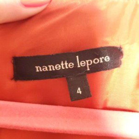 Nanette Lepore Orange Leather Ruffle Dress Size 4 - Picture 2 of 7
